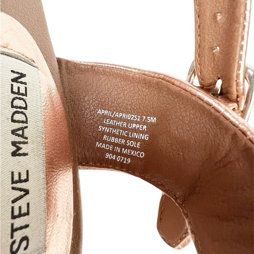 Steve Madden April Rose Gold Brown Chunky Sandals Block Heel Ankle Strap 7.5 - Picture 7 of 13